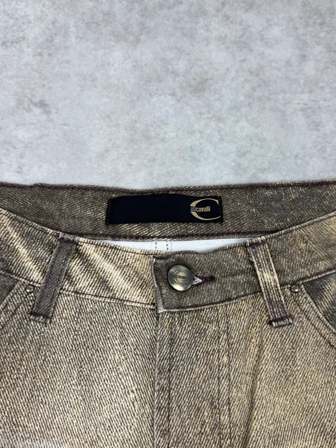 2000s Cavalli Beige & Grey Sandstorm Overprint Faded Pants pMSkRKv 9