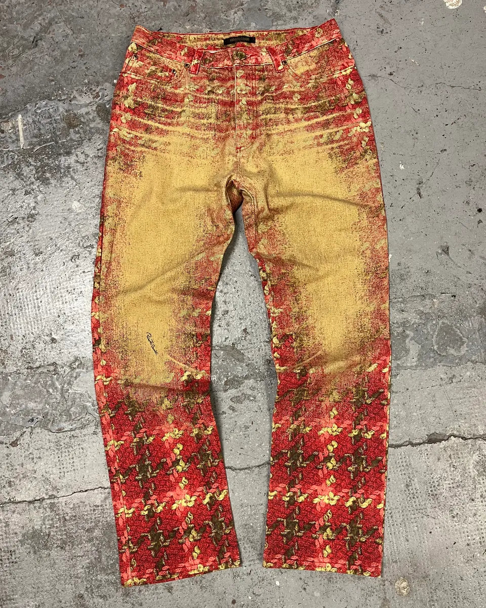 2000s Roberto Cavalli Gold & Red Glamour Pants axuwoQx 0
