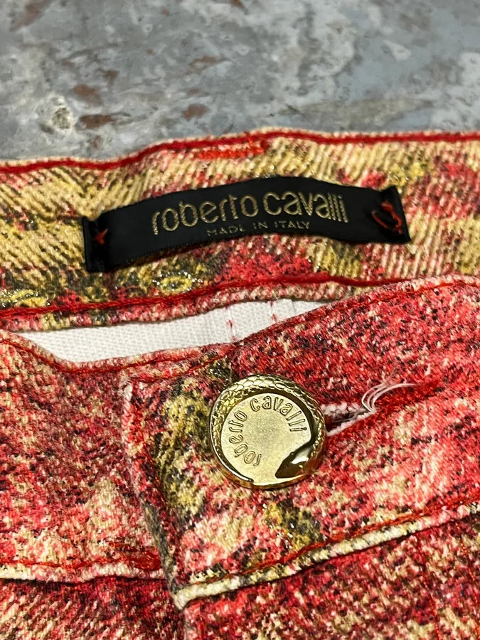 2000s Roberto Cavalli Gold & Red Glamour Pants axuwoQx 7