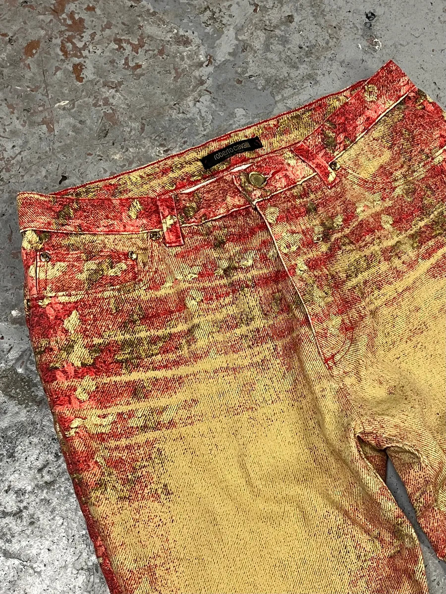 2000s Roberto Cavalli Gold & Red Glamour Pants axuwoQx 4