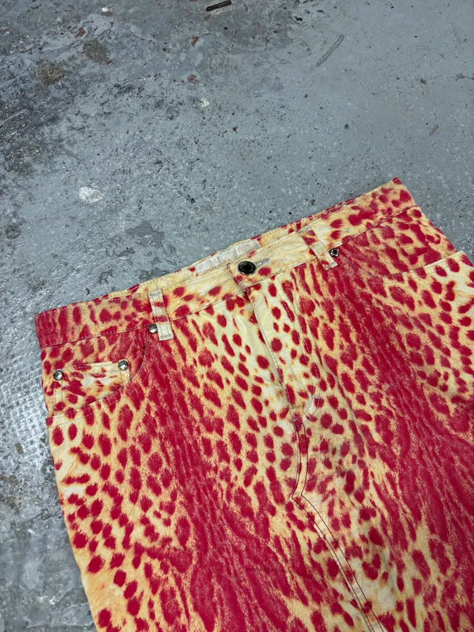 2000s Roberto Cavalli Beige & Red Glamour Skirt mckwwbI 2