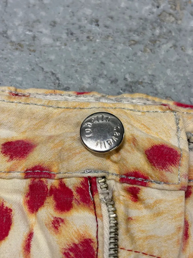 2000s Roberto Cavalli Beige & Red Glamour Skirt mckwwbI 8
