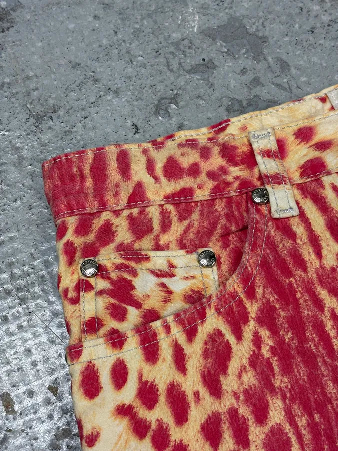 2000s Roberto Cavalli Beige & Red Glamour Skirt mckwwbI 4