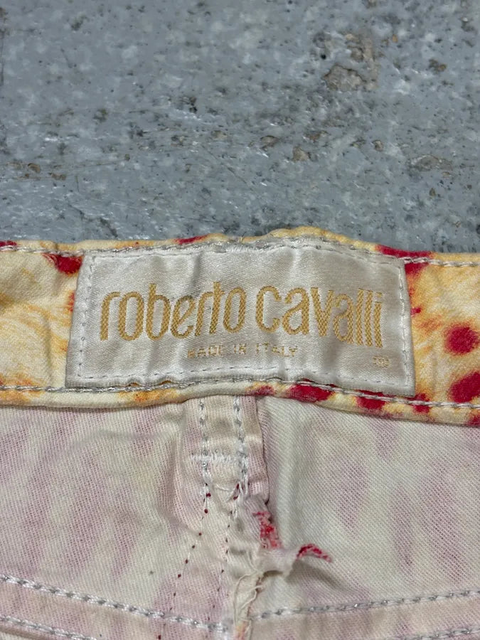 2000s Roberto Cavalli Beige & Red Glamour Skirt mckwwbI 9