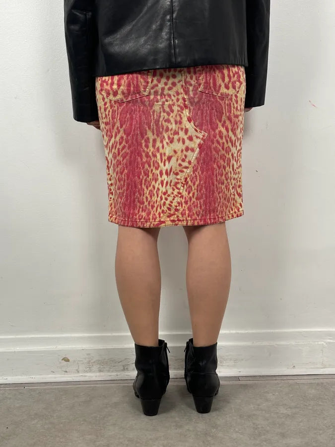 2000s Roberto Cavalli Beige & Red Glamour Skirt mckwwbI 3