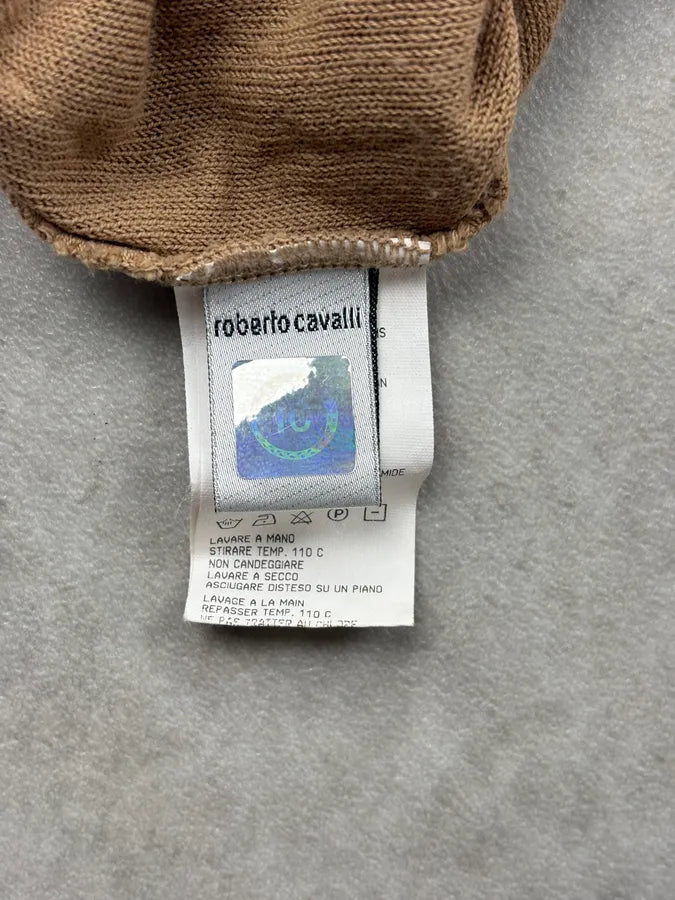 2000s Roberto Cavalli Beige Contrast Stripe Longsleeves Polo Sweater vFAAXKi 7