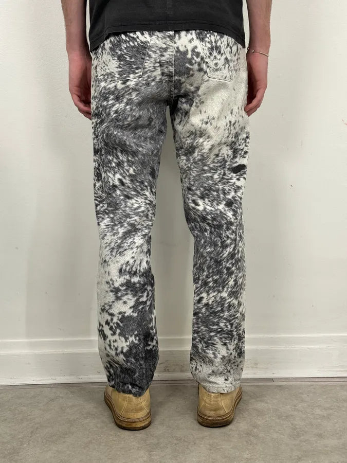 AW1999 Roberto Cavalli White & Black Fur Effect Fury Pants  qNnoybq 2