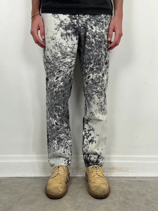 AW1999 Roberto Cavalli White & Black Fur Effect Fury Pants  qNnoybq 3