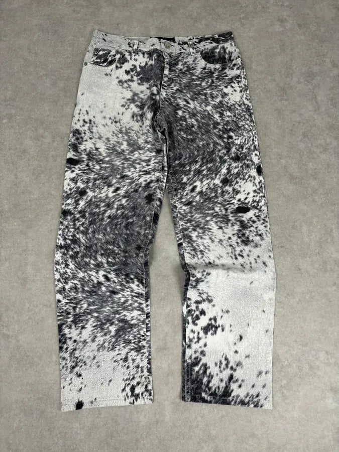AW1999 Roberto Cavalli White & Black Fur Effect Fury Pants  qNnoybq 0