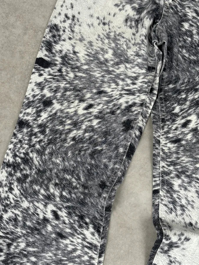 AW1999 Roberto Cavalli White & Black Fur Effect Fury Pants  qNnoybq 9