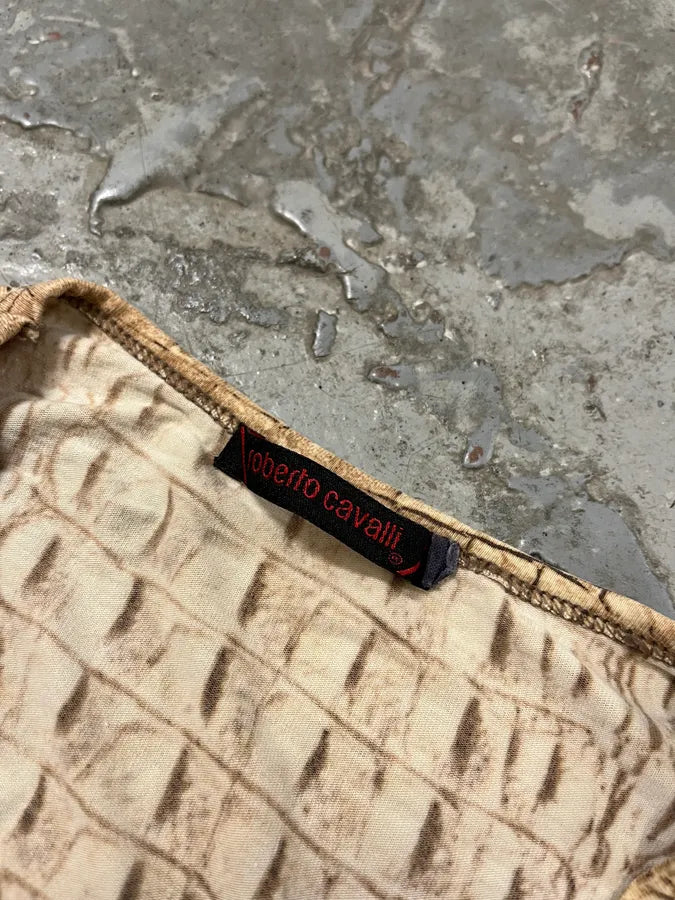 2000s Roberto Cavalli Beige Crocodile T-Shirt PeZOWPI 6