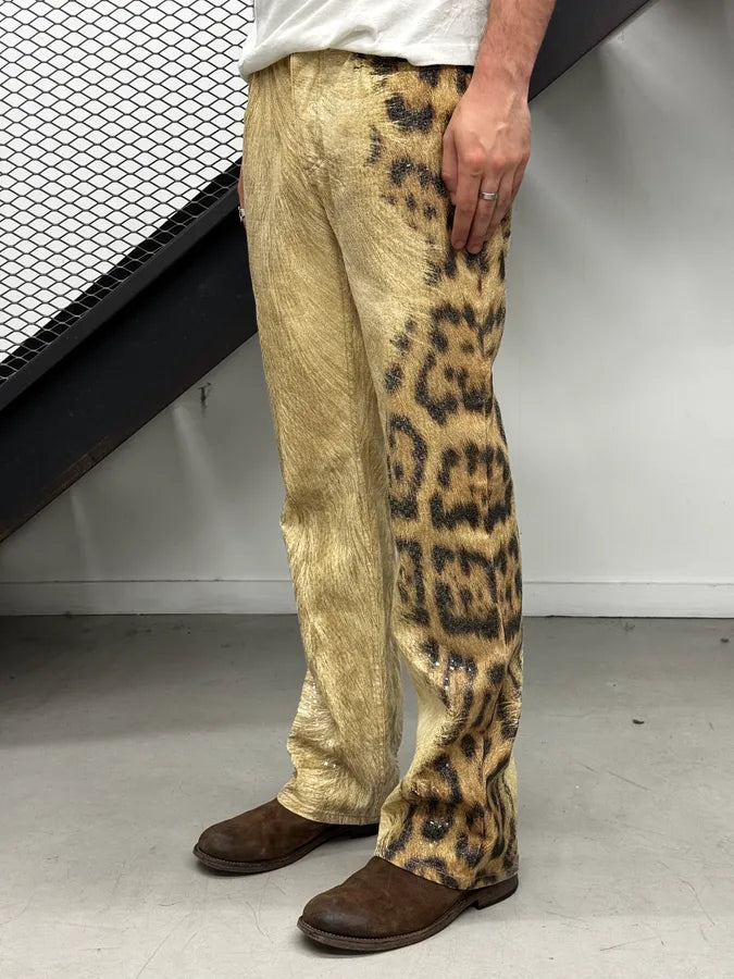2000s Roberto Cavalli Beige Leopard Fury Effect Pants CKLqVsG 2
