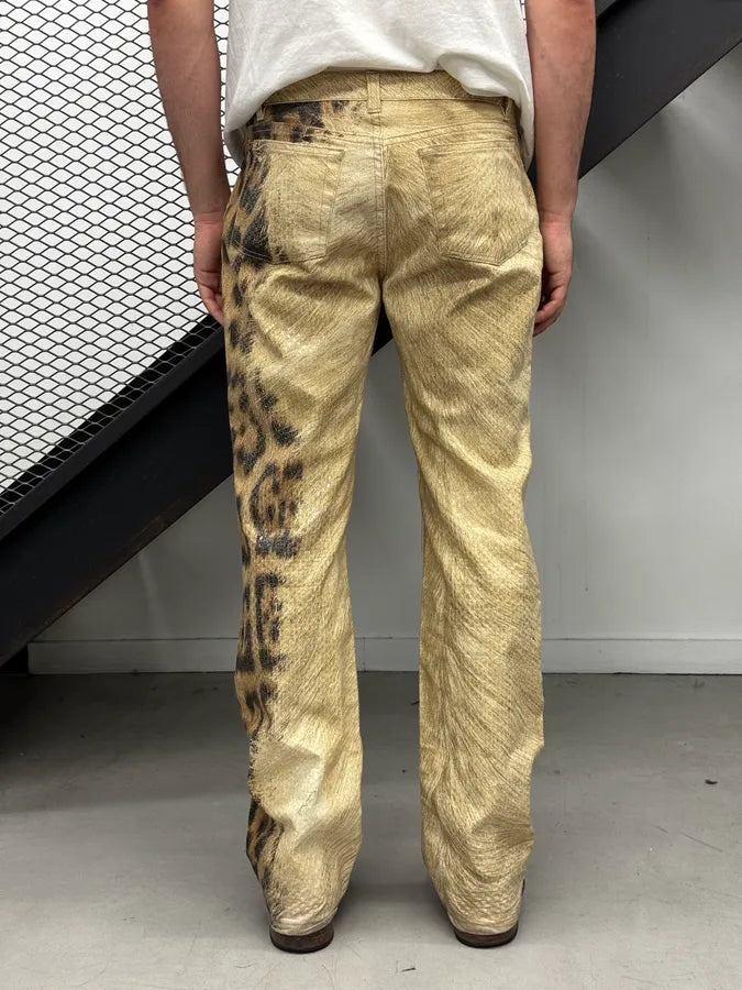 FW2001 Roberto Cavalli Beige Leopard Fury Effect Pants CKLqVsG 3