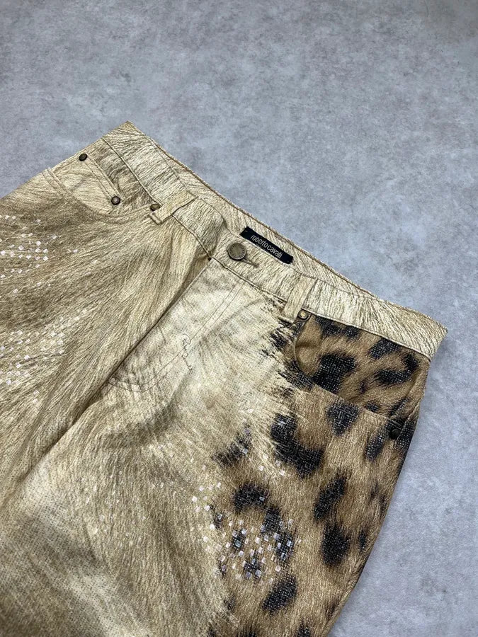 2000s Roberto Cavalli Beige Leopard Fury Effect Pants CKLqVsG 5