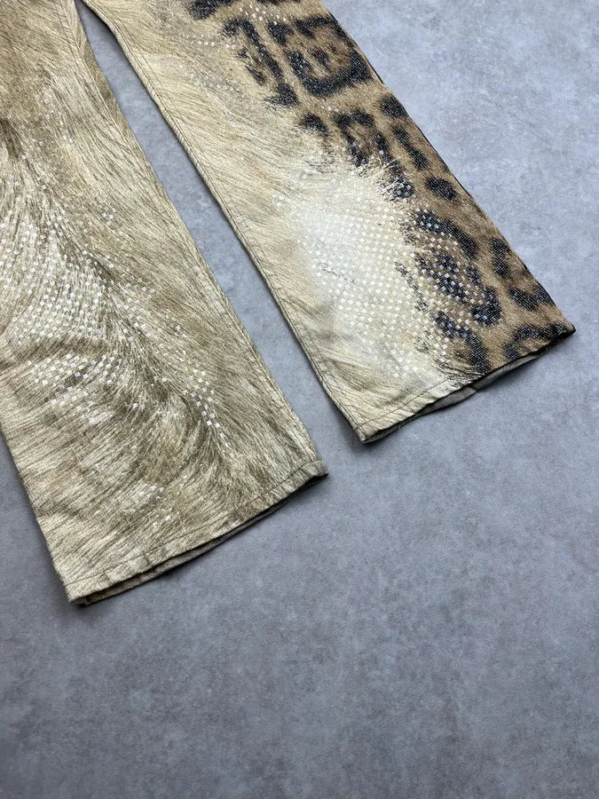 2000s Roberto Cavalli Beige Leopard Fury Effect Pants CKLqVsG 6