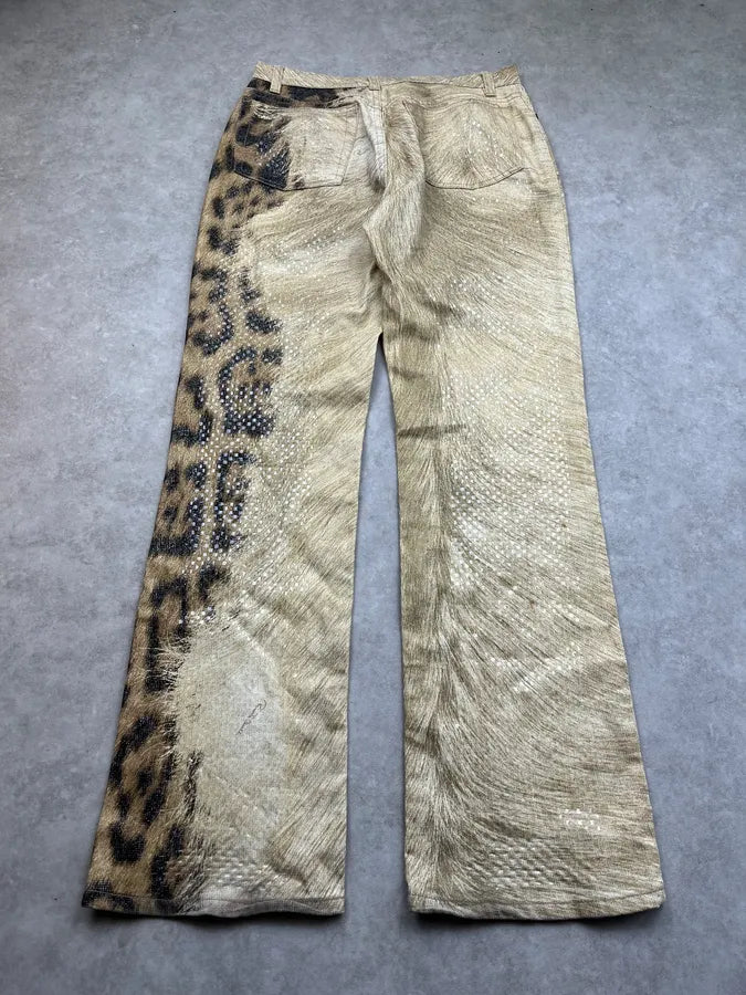 2000s Roberto Cavalli Beige Leopard Fury Effect Pants CKLqVsG 7
