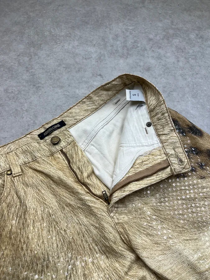 FW2001 Roberto Cavalli Beige Leopard Fury Effect Pants CKLqVsG 8