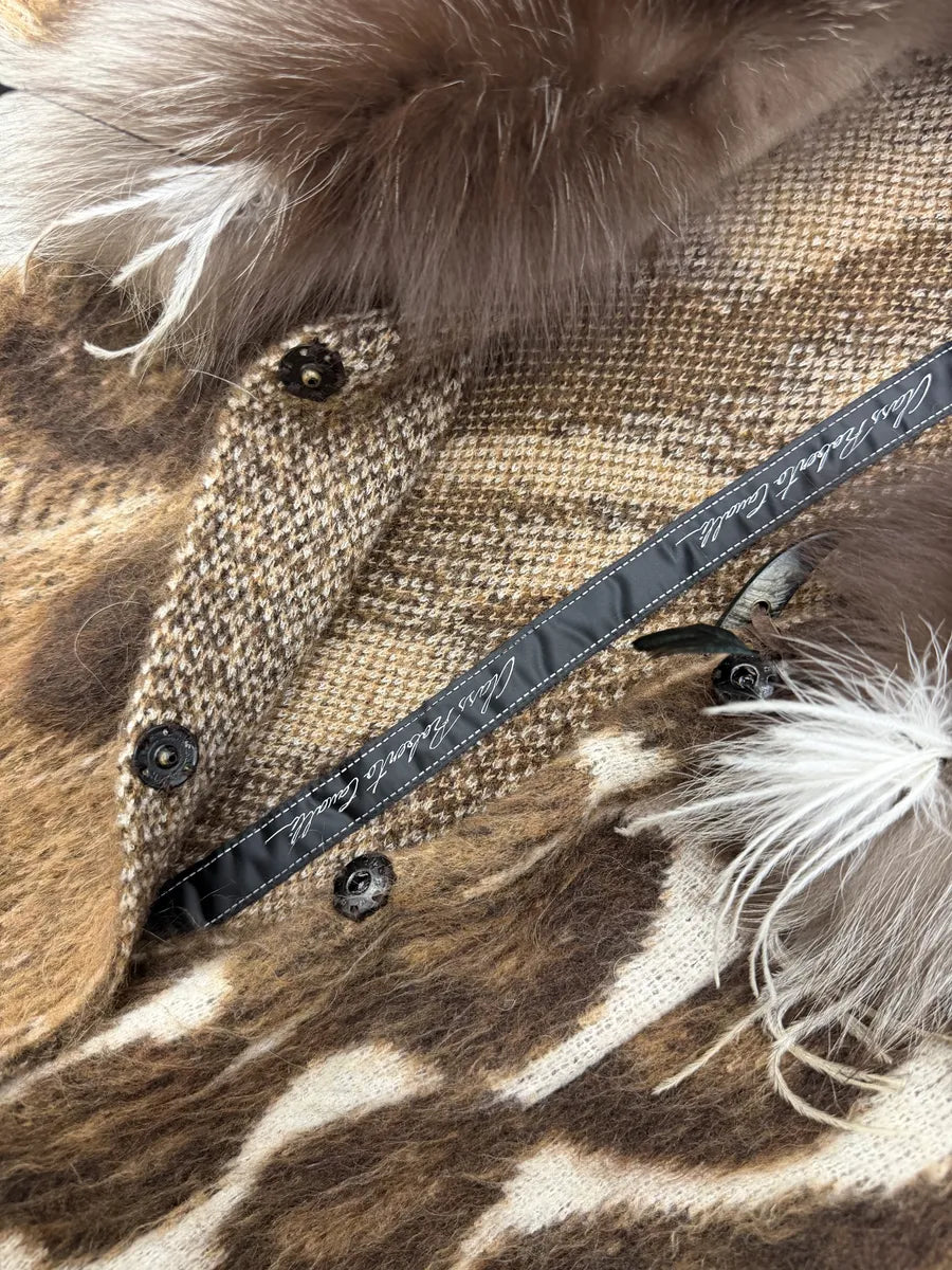 2000s Roberto Cavalli Beige Leopard Mohair Rabbit Fur Long Coat ZmZRoZQ 14