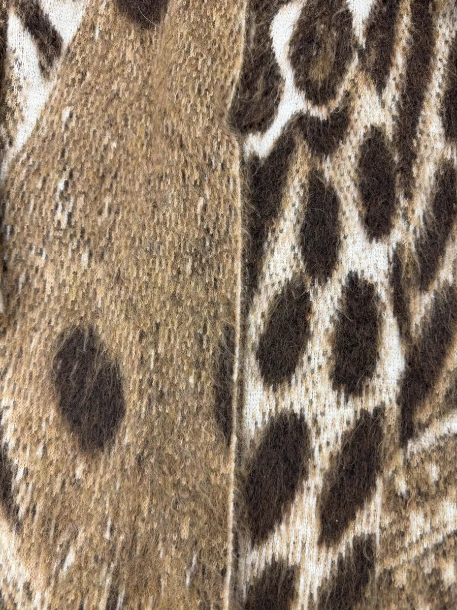 2000s Roberto Cavalli Beige Leopard Mohair Rabbit Fur Long Coat ZmZRoZQ 8