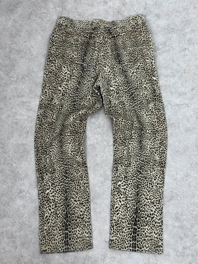 1990s Roberto Cavalli Beige Leopard Print Pants kvylRuA 4