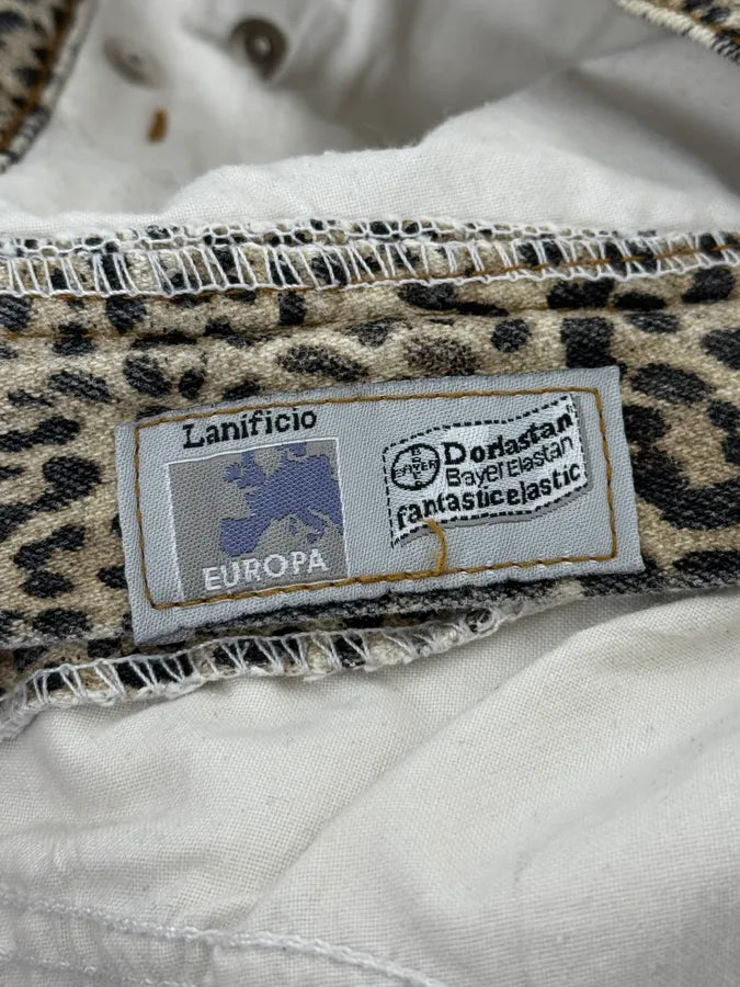 1990s Roberto Cavalli Beige Leopard Print Pants kvylRuA 12