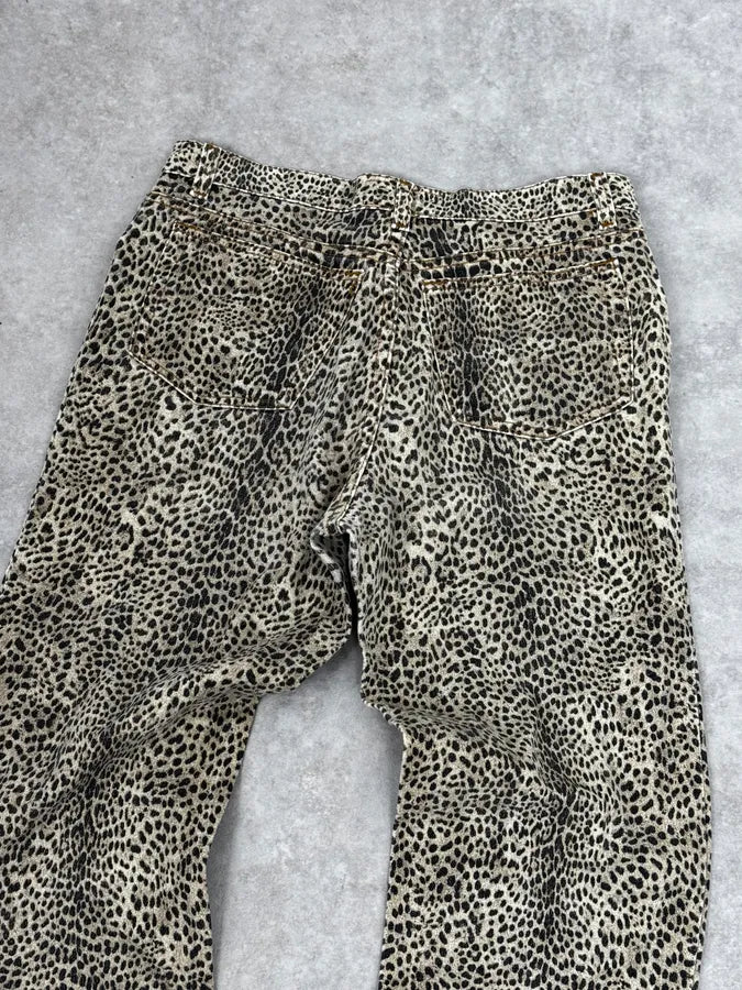 1990s Roberto Cavalli Beige Leopard Print Pants kvylRuA 6