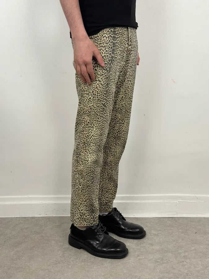 1990s Roberto Cavalli Beige Leopard Print Pants kvylRuA 2