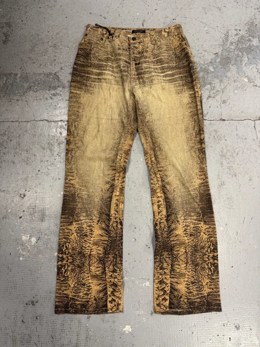 2000s Roberto Cavalli Beige Marble Eroded Effect Pants GdOSOZo 0