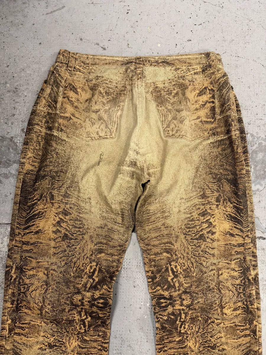 2000s Roberto Cavalli Beige Marble Eroded Effect Pants GdOSOZo 5