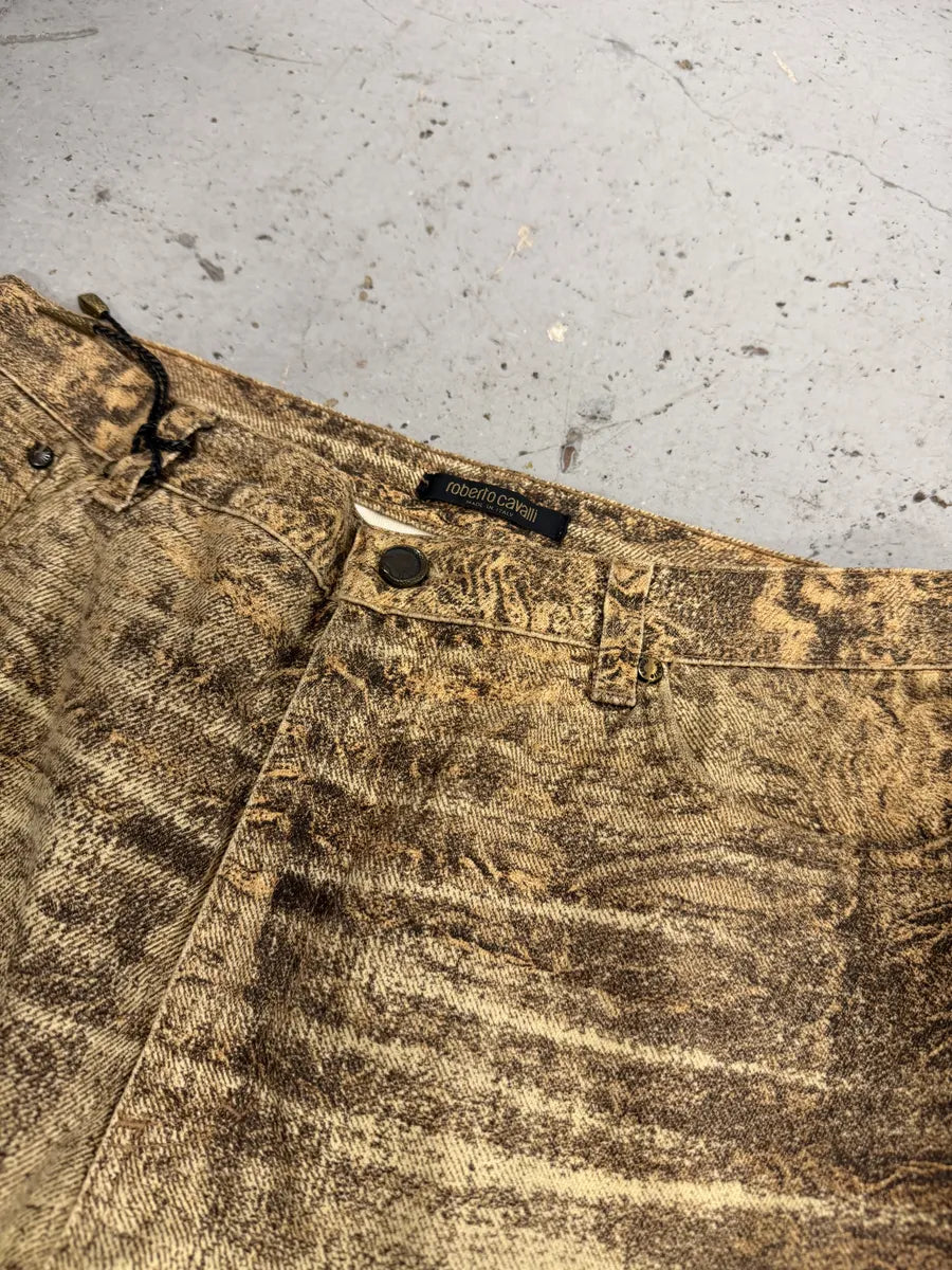 2000s Roberto Cavalli Beige Marble Eroded Effect Pants GdOSOZo 7