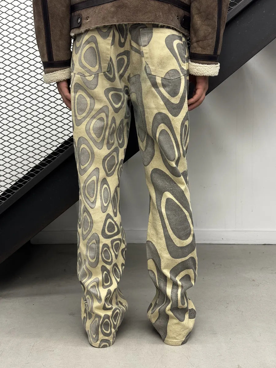 2000s Roberto Cavalli Beige Psycho Swirl Pants uJRBhvq 3