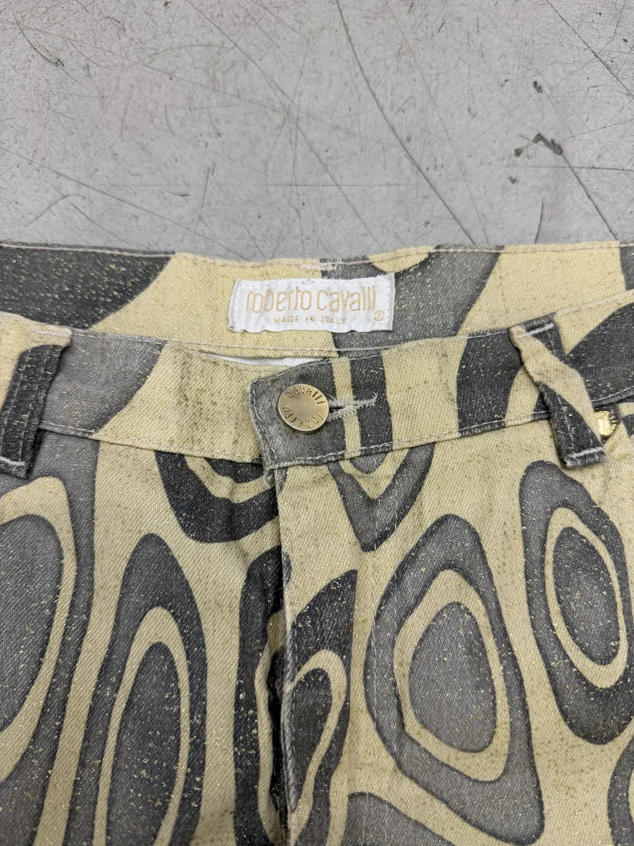 2000s Roberto Cavalli Beige Psycho Swirl Pants uJRBhvq 4