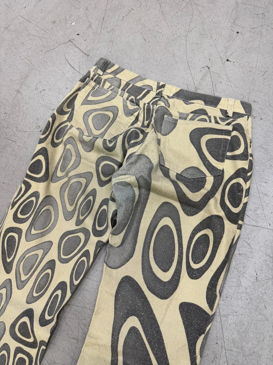 2000s Roberto Cavalli Beige Psycho Swirl Pants uJRBhvq 5