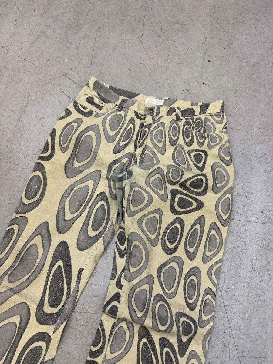 2000s Roberto Cavalli Beige Psycho Swirl Pants uJRBhvq 7