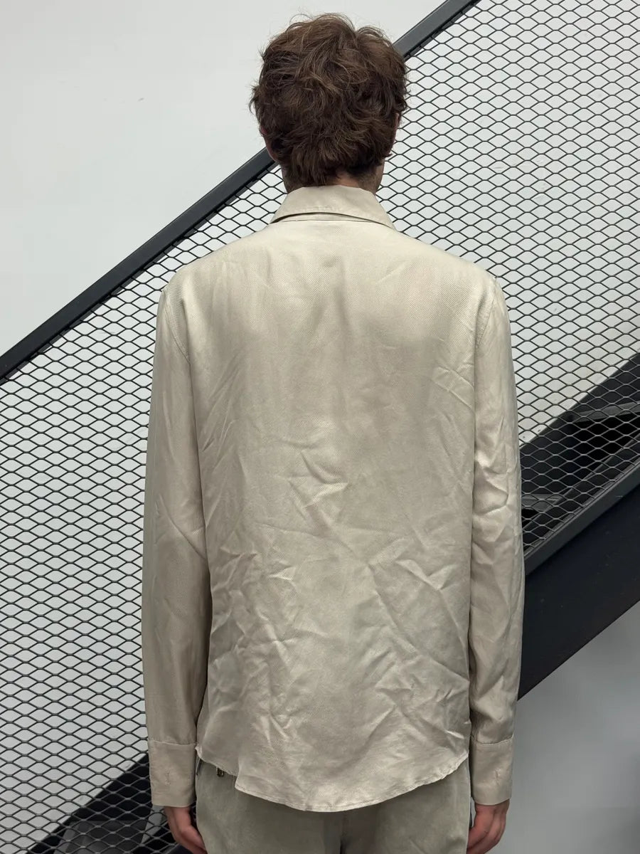 2000s Roberto Cavalli Beige Silk Embroidered Shirt zQfevOc 2