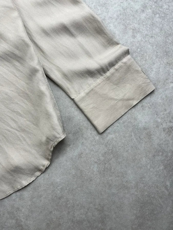 2000s Roberto Cavalli Beige Silk Embroidered Shirt zQfevOc 6