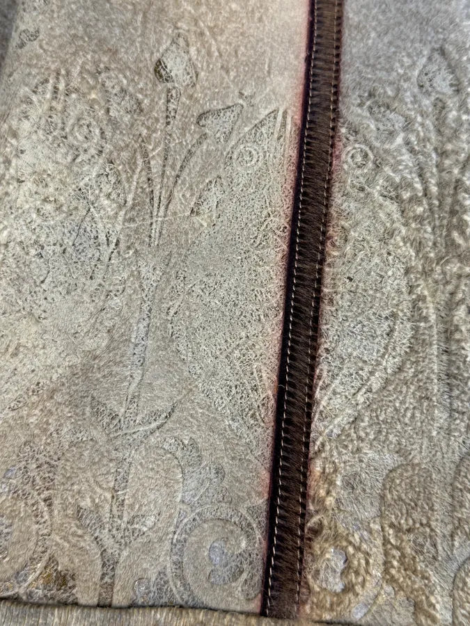 1990s Roberto Cavalli Beige Suede Baroque Prints & Fur Jacket efZJUdy 9