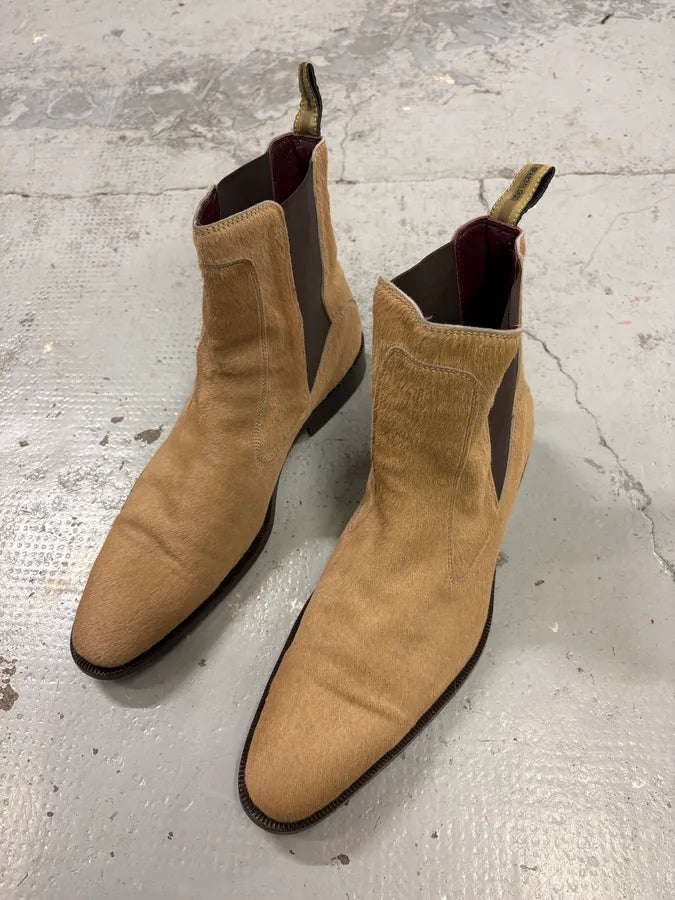 2000s Roberto Cavalli Beige Ponyhair Chelsea Leather Boots PnWOvCm 2