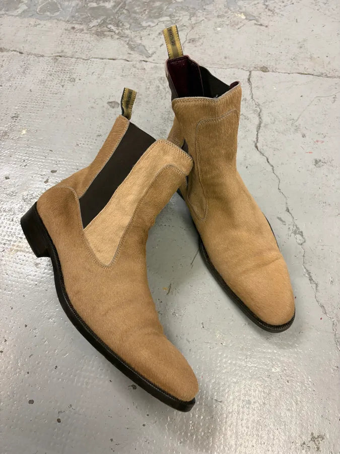2000s Roberto Cavalli Beige Ponyhair Chelsea Leather Boots PnWOvCm 4