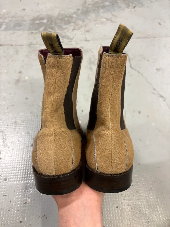 2000s Roberto Cavalli Beige Ponyhair Chelsea Leather Boots PnWOvCm 6
