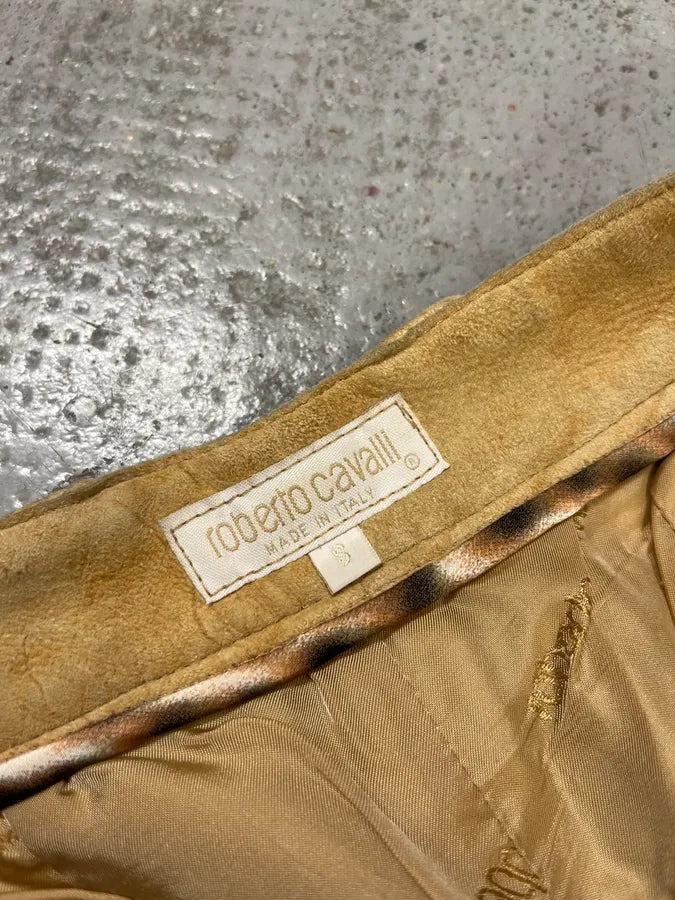 2000s Roberto Cavalli Beige Suede Leather Pants fZxtypt 9