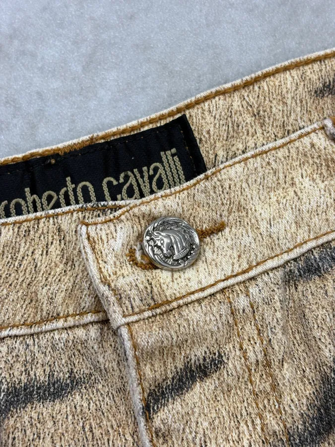 2000s Roberto Cavalli Beige Tiger Safari Pants atnLbSI 8