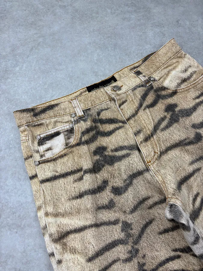 2000s Roberto Cavalli Beige Tiger Safari Pants atnLbSI 5