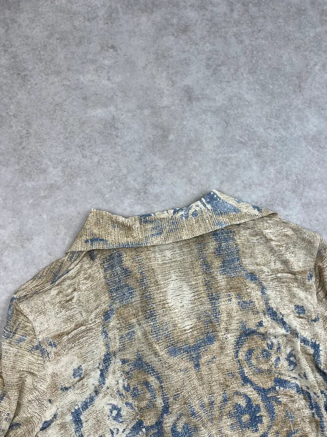 2000s Roberto Cavalli Beige Tribal Flowers Shirt cdgDaUD 7