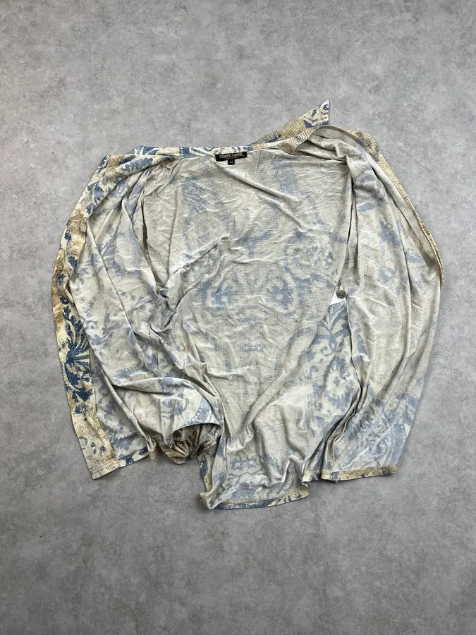 2000s Roberto Cavalli Beige Tribal Flowers Shirt cdgDaUD 8