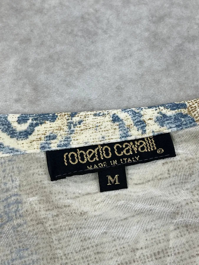 2000s Roberto Cavalli Beige Tribal Flowers Shirt cdgDaUD 9