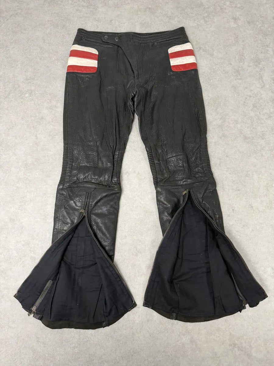2000s Roberto Cavalli Biker Grain Black Leather Pants KngtwrK 10