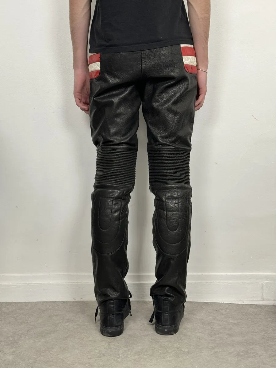 2000s Roberto Cavalli Biker Grain Black Leather Pants KngtwrK 2