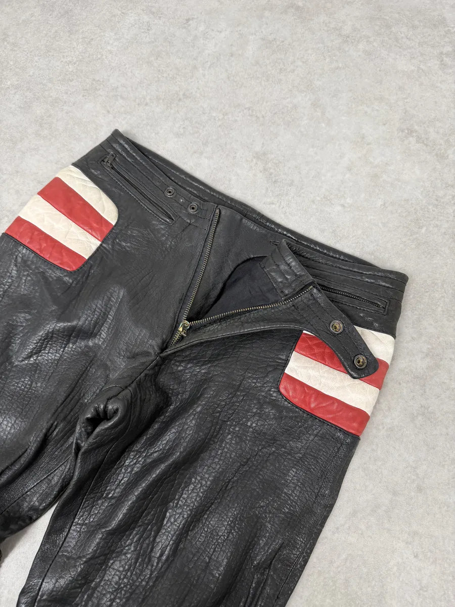 2000s Roberto Cavalli Biker Grain Black Leather Pants KngtwrK 7