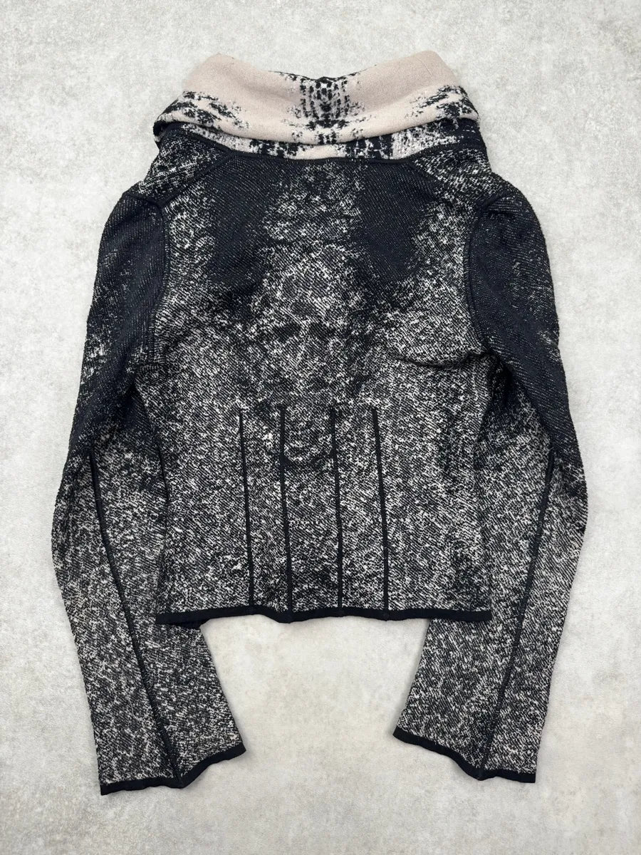 2000s Roberto Cavalli Black & Grey Snow Leopard Reversible Wool Cardigan Jacket yeXXAxP 7
